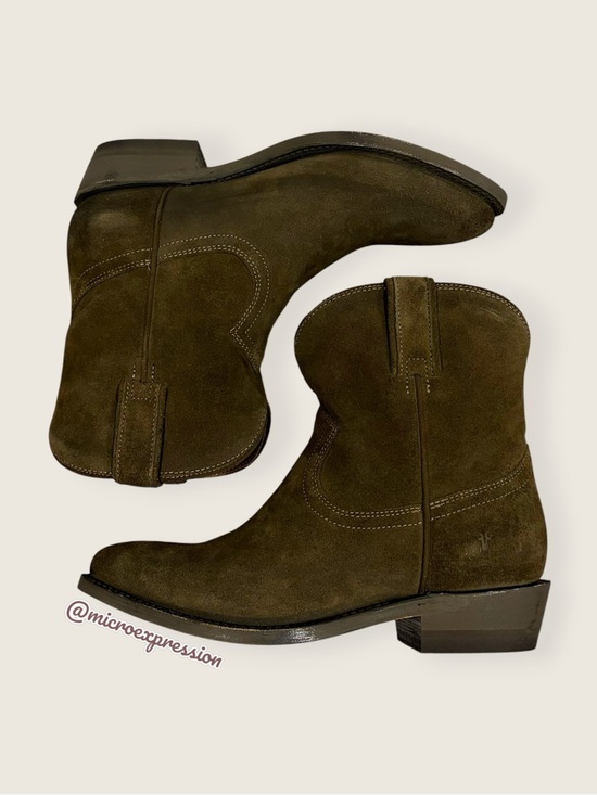 Frye Shoes - $379 Frye Billy Pull On Olive Green Western Southern Cowboy Short Boho AnkleBoot
